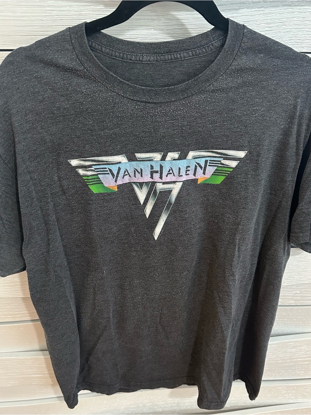 Van Halen Men's Charcoal Graphic Tee - Gray with Multicolor Logo! XL